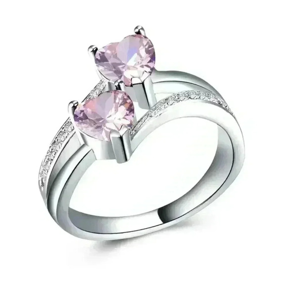 💥925 Silver Plated Pink Heart Cut Emerald Exquisite Ring, GPMB1528 - Picture 4 of 6